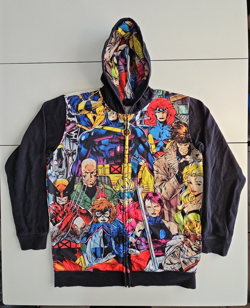 Marvel X Men Jim Lee AOP Full Zip Hoodie Mens L Mad Engine Wolverine Magneto